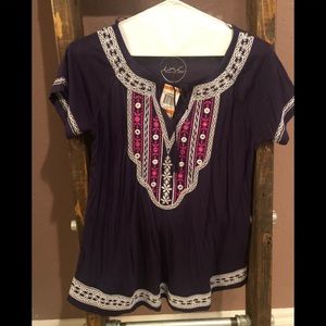 INC Embroidered Short Sleeve Top New